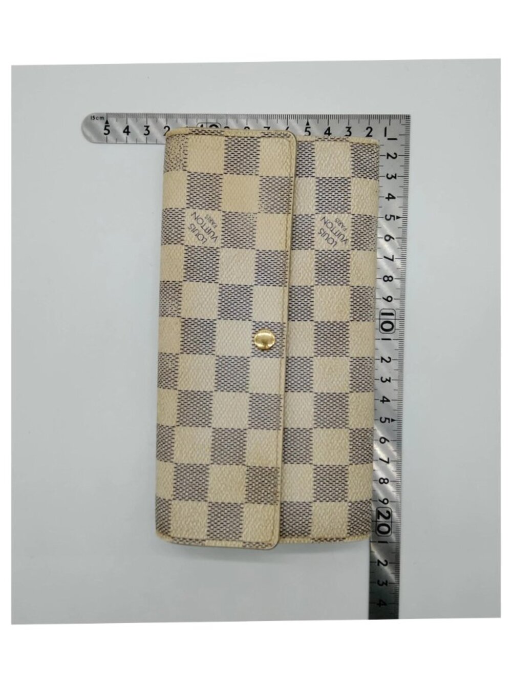 Authentic Louis Vuitton Damier Azur Sarah Wallet White Checkered LV Long Wallet - Picture 4 of 8